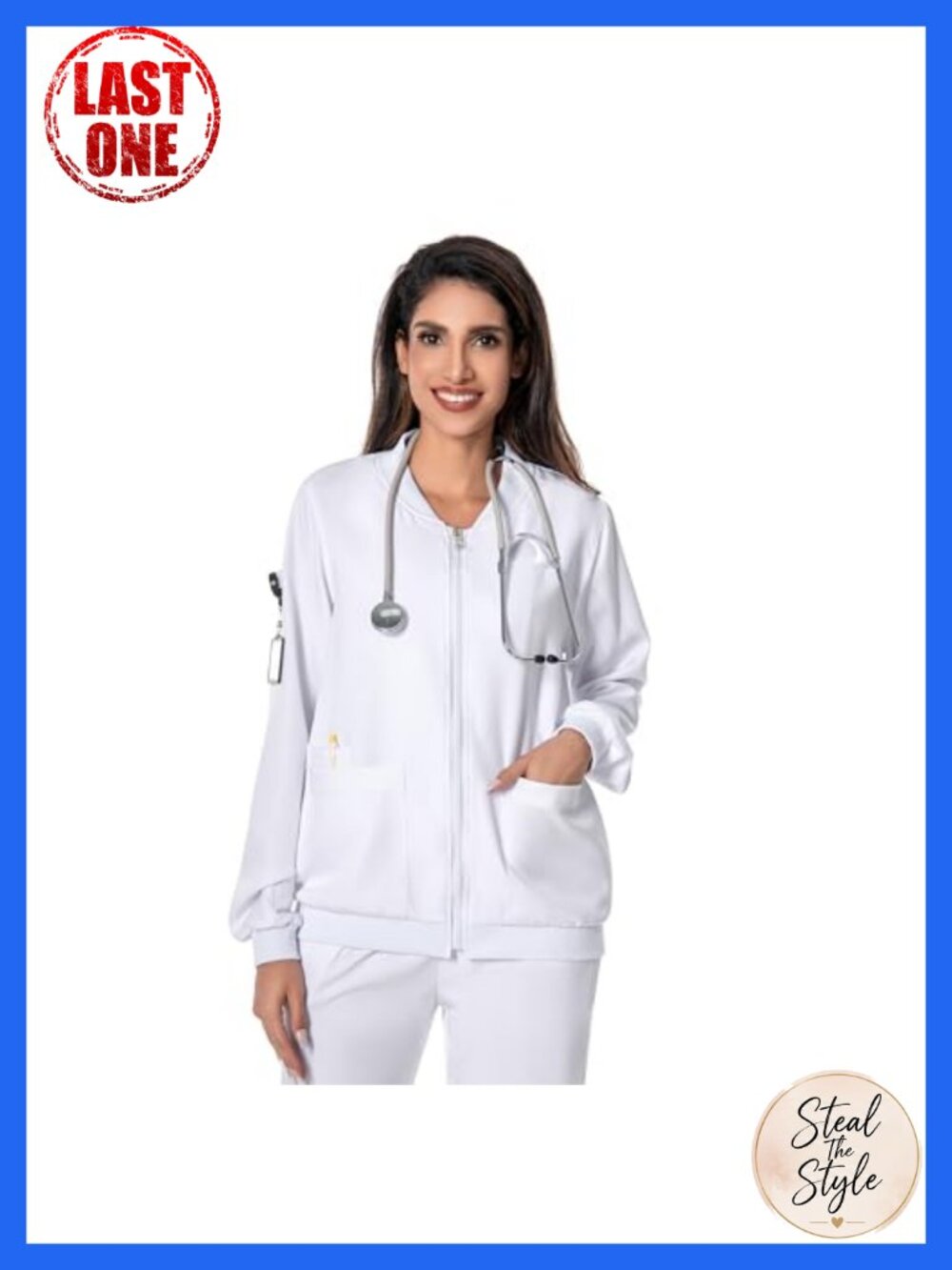 Zip Front 4-Way Stretch Scrub Jacket for Women